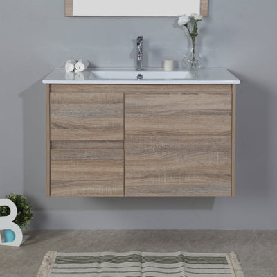 AULIC GRACE WHITE OAK 900MM WALL HUNG VANITY