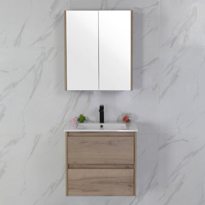 AULIC MAX WHITE OAK 600MM SINGLE BOWL WALL HUNG VANITY