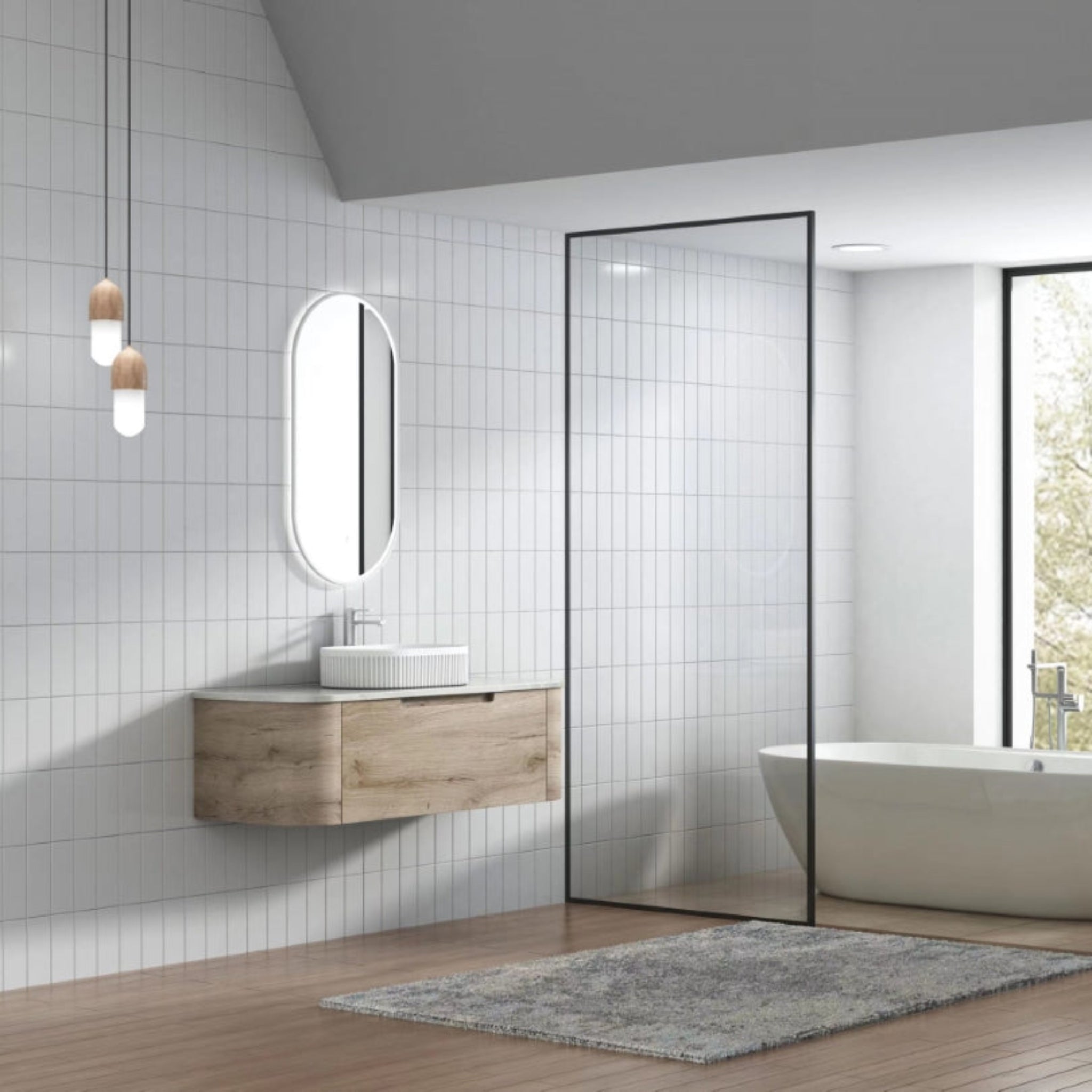 AULIC HAMILTON WHITE OAK 1200MM SINGLE BOWL WALL HUNG VANITY W/ GERMAN HETTICH RUNNERS