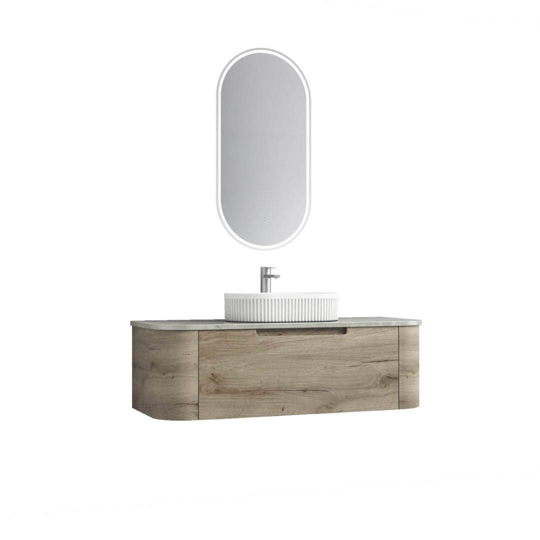 AULIC HAMILTON WHITE OAK 1200MM SINGLE BOWL WALL HUNG VANITY W/ GERMAN HETTICH RUNNERS