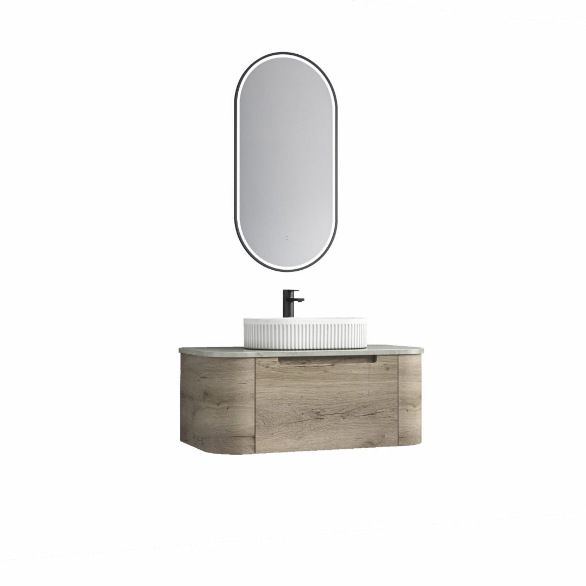 AULIC HAMILTON WHITE OAK 900MM WALL HUNG VANITY W/ GERMAN HETTICH RUNNERS
