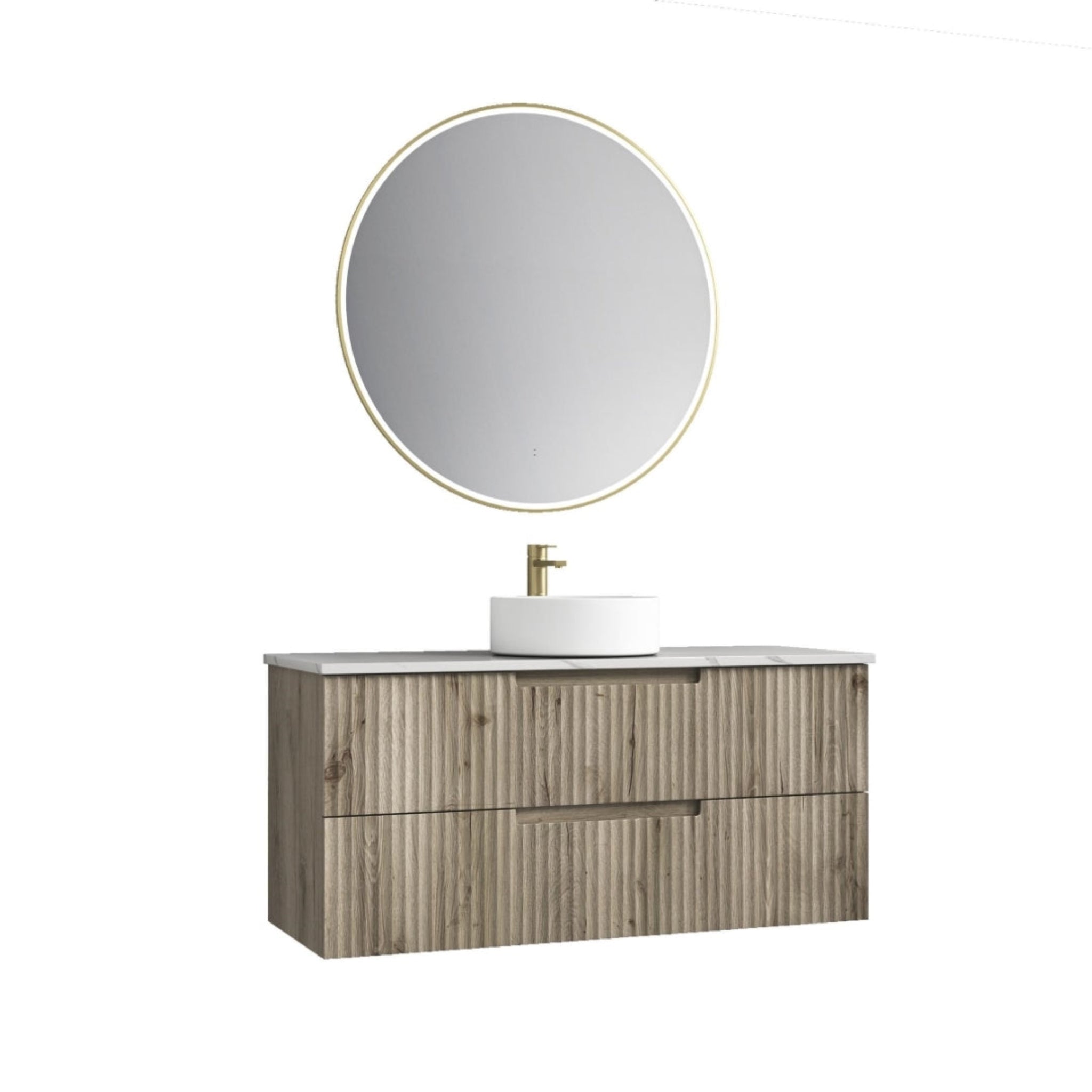 AULIC TUSCANA WOOD GRAIN 1200MM SINGLE BOWL WALL HUNG VANITY W/ GERMAN HETTICH RUNNERS