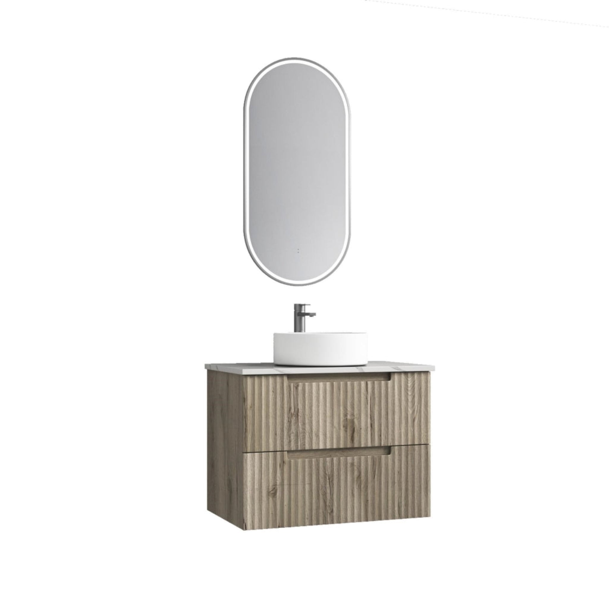 AULIC TUSCANA WOOD GRAIN 750MM SINGLE BOWL WALL HUNG VANITY W/ GERMAN HETTICH RUNNERS