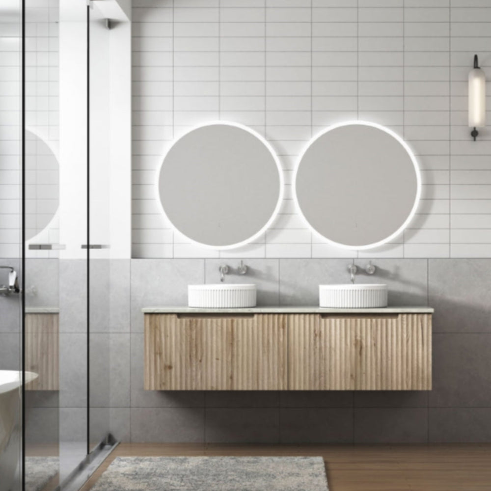 AULIC CALDER NATURAL OAK 1500MM DOUBLE BOWL WALL HUNG VANITY