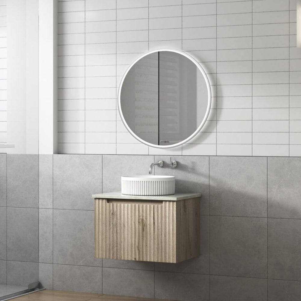 AULIC CALDER NATURAL OAK 600MM SINGLE BOWL WALL HUNG VANITY