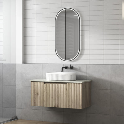 AULIC CALDER NATURAL OAK 900MM SINGLE BOWL WALL HUNG VANITY