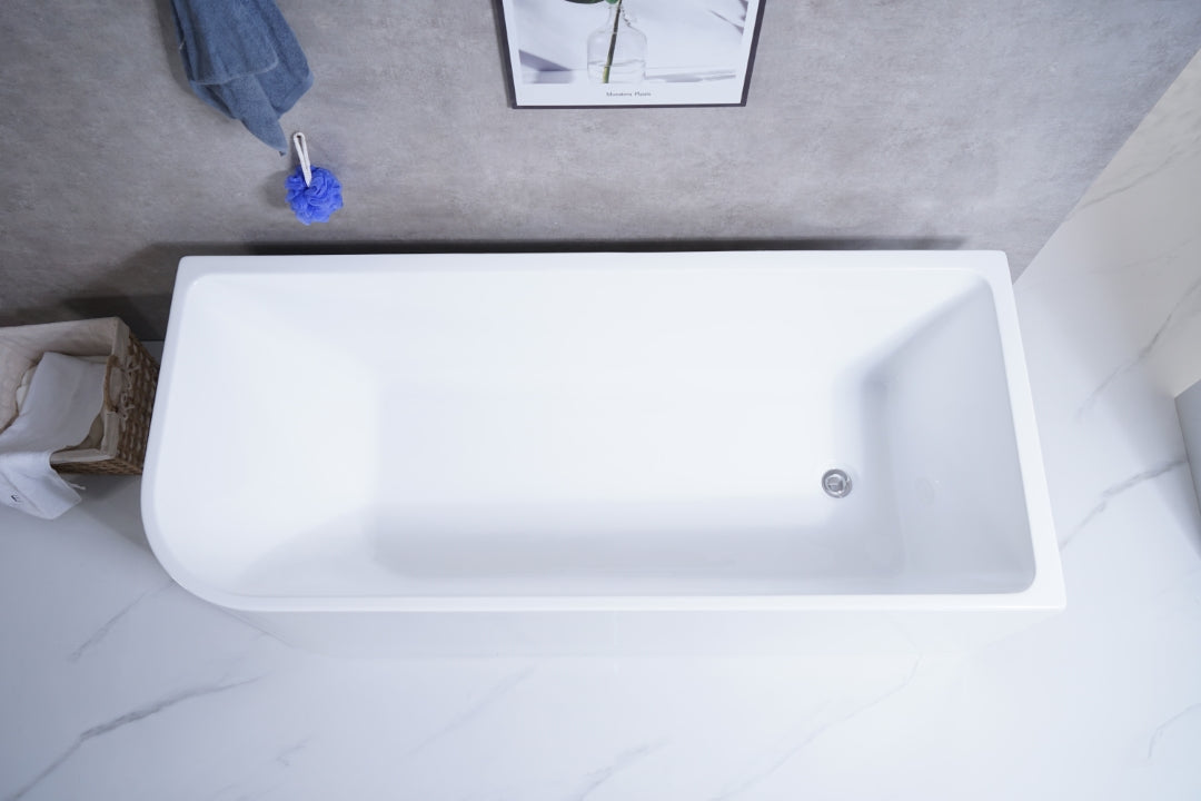 POSEIDON GLOSS WHITE RIGHT CORNER MULTI-FIT BATHTUB 510MM HEIGHT (AVAILABLE IN 1500MM AND 1700MM)