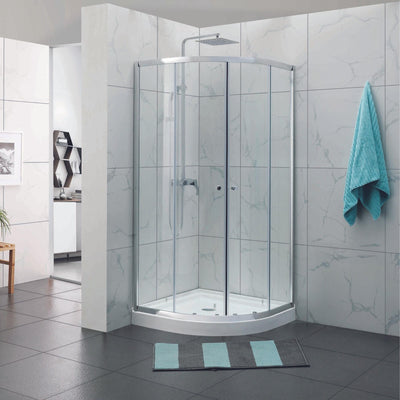 COVEY WALL TO WALL SEMI-FRAMED CURVED SLIDING DOOR SHOWER SCREEN CHROME