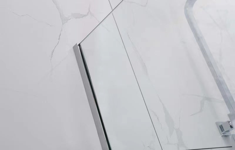 COVEY FRAMELESS FIXED PANEL WITH WALL CHANNEL CHROME