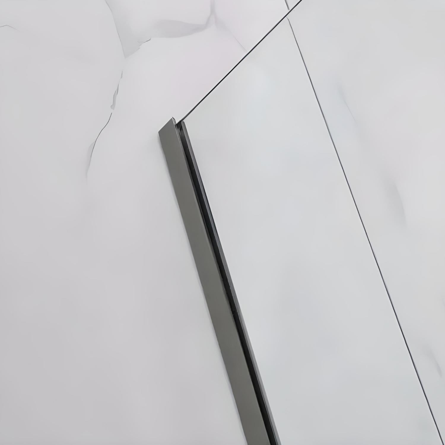 COVEY FRAMELESS FIXED PANEL WITH WALL CHANNEL GUN METAL GREY