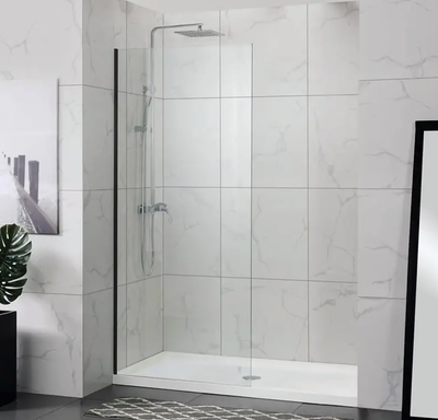 COVEY FRAMELESS WALK IN SINGLE PANEL WITH WALL CHANNEL MATTE BLACK