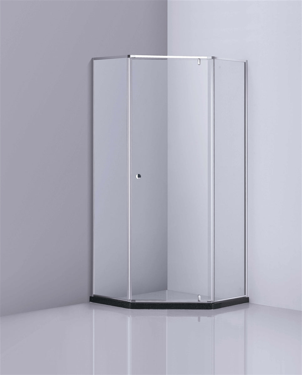 COVEY SEMI-FRAMELESS DIAMOND PIVOT DOOR SHOWER SCREEN CHROME