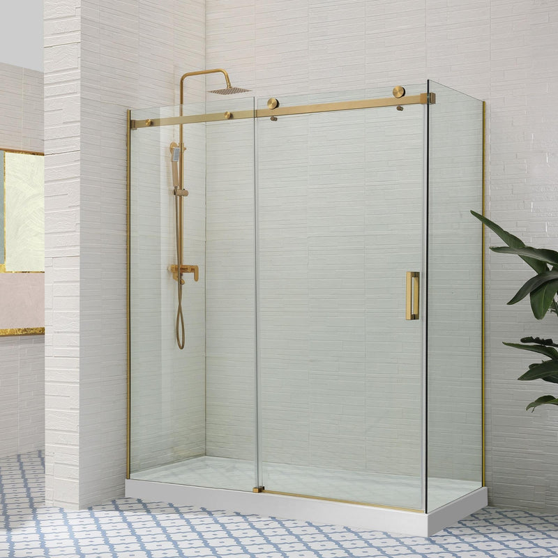COVEY CVP-031 WALL TO WALL FRAMELESS SLIDING DOOR BRUSHED GOLD