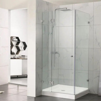 COVEY WALL TO WALL FRAMELESS PIVOTAL HINGE DOOR SHOWER SCREEN BRUSHED NICKEL