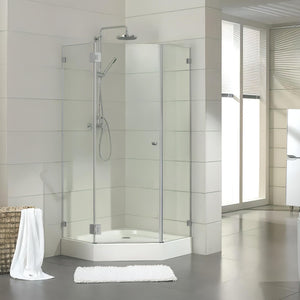 COVEY WALL TO WALL DIAMOND FRAMELESS PIVOT HINGE DOOR BRUSHED NICKEL
