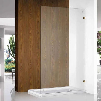 COVEY FRAMELESS WALK IN SINGLE PANEL SHOWER SCREEN BRUSHED GOLD