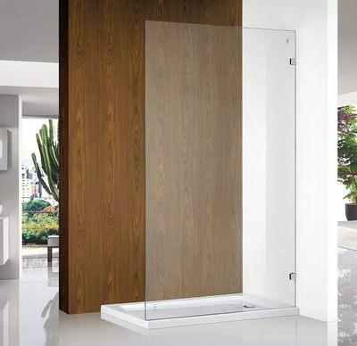 COVEY FRAMELESS WALK IN SINGLE PANEL SHOWER SCREEN BRUSHED NICKEL