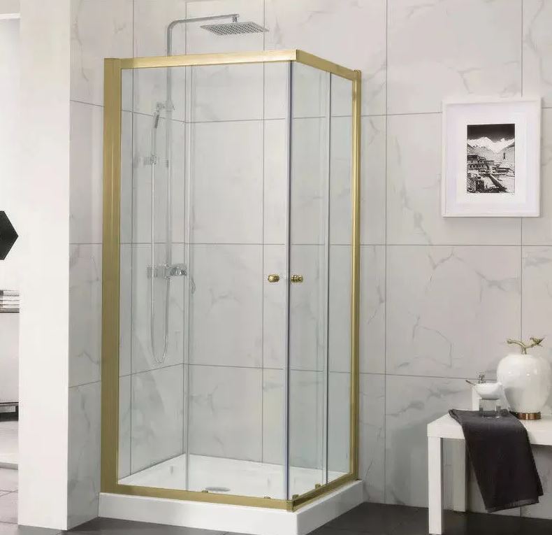 COVEY CVS-47S SEMI-FRAME CORNER OPEN DOOR SLIDING BRUSHED GOLD