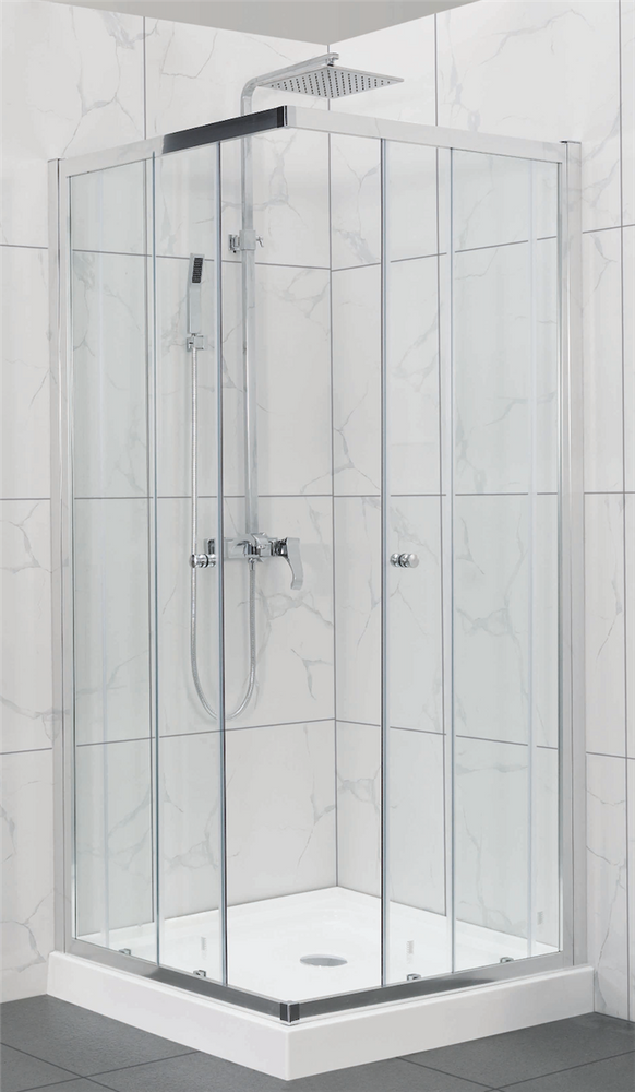 COVEY SEMI-FRAME CORNER OPEN DOOR SLIDING CHROME