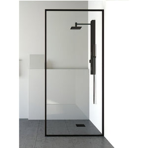 COVEY FRAMED WALK IN SINGLE PANEL WITH SUPPORT BAR SHOWER SCREEN MATTE BLACK