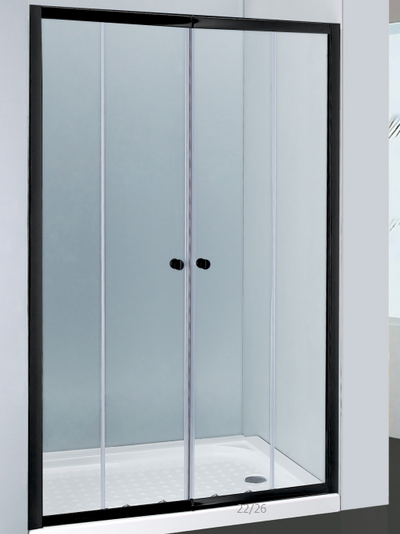 COVEY SEMI-FRAMELESS DOUBLE HORIZONTAL SLIDING DOOR SHOWER SCREEN MATTE BLACK