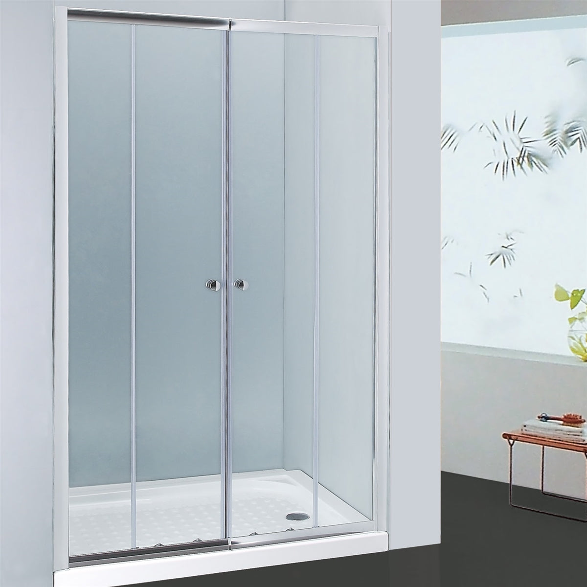 COVEY SQUARE SEMIFRAMELESS DOUBLE SLIDING DOOR CHROME