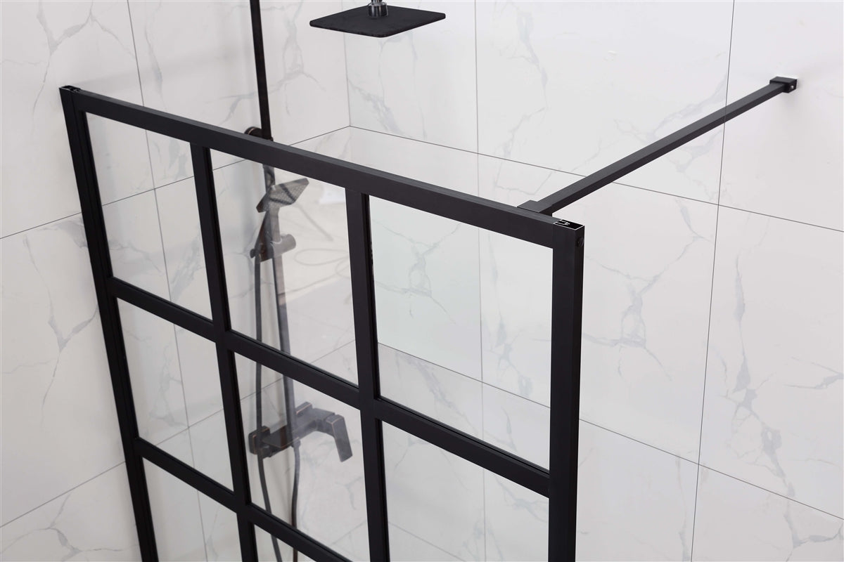 COVEY W01 FRAMED WALK IN SHOWER BLACK (PAINTED INTERNAL LINES)