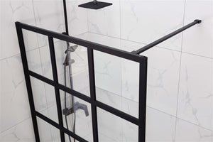 COVEY FRAMED 15 PRINTED GRILLS WALK IN SINGLE PANEL SHOWER SCREEN MATTE BLACK