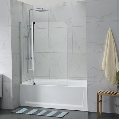 COVEY FRAMELESS DOUBLE SWIVAL PANEL CURVED CORNER BATH SCREEN CHROME