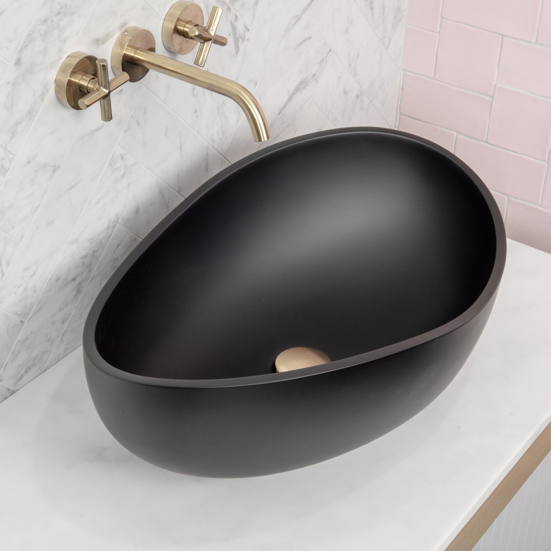 ENFLAIR WAVE OVAL SHAPE ABOVE COUNTER BASIN MATTE BLACK 600MM