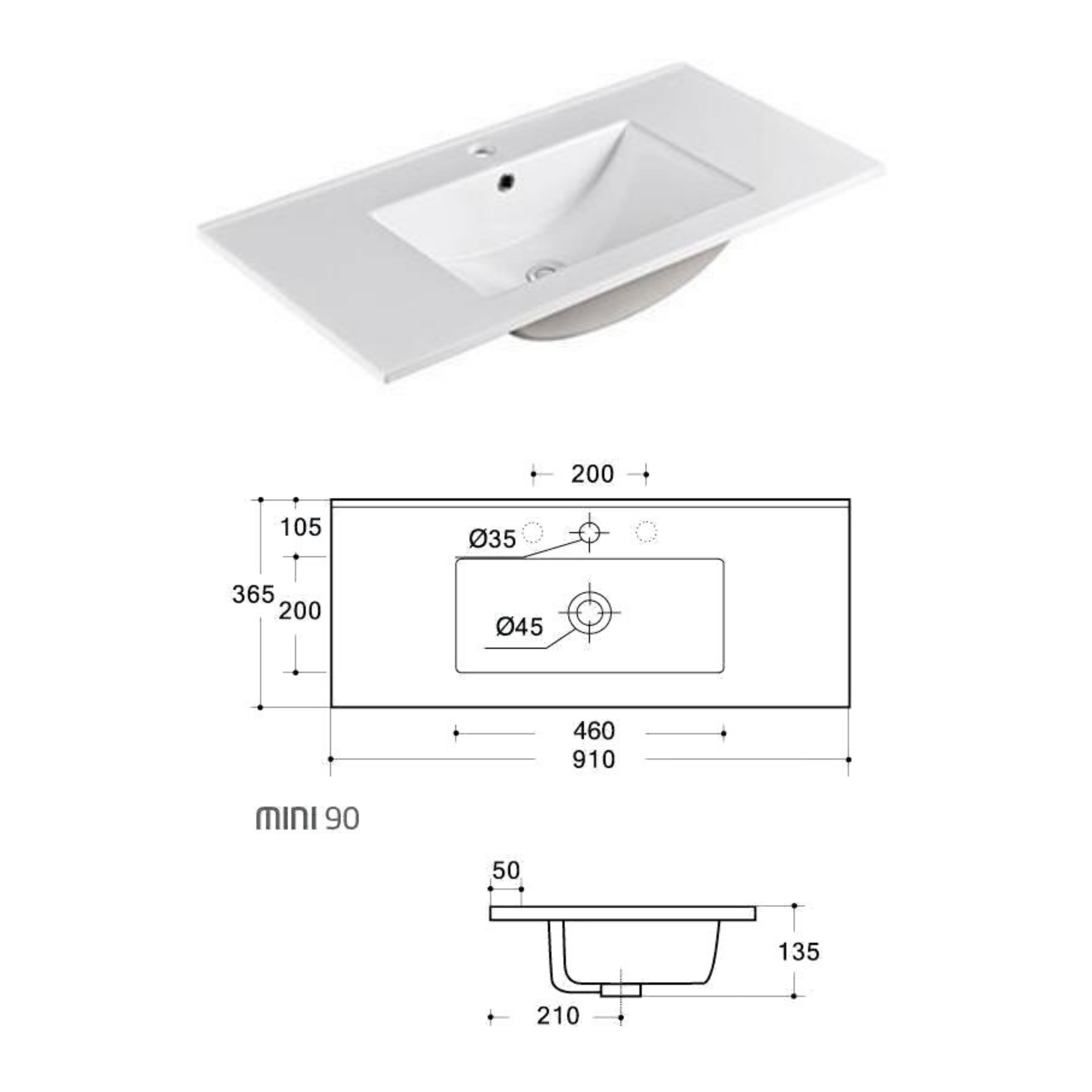 AULIC YORK WHITE OAK 900MM SPACE SAVING SINGLE BOWL FREE STANDING VANITY