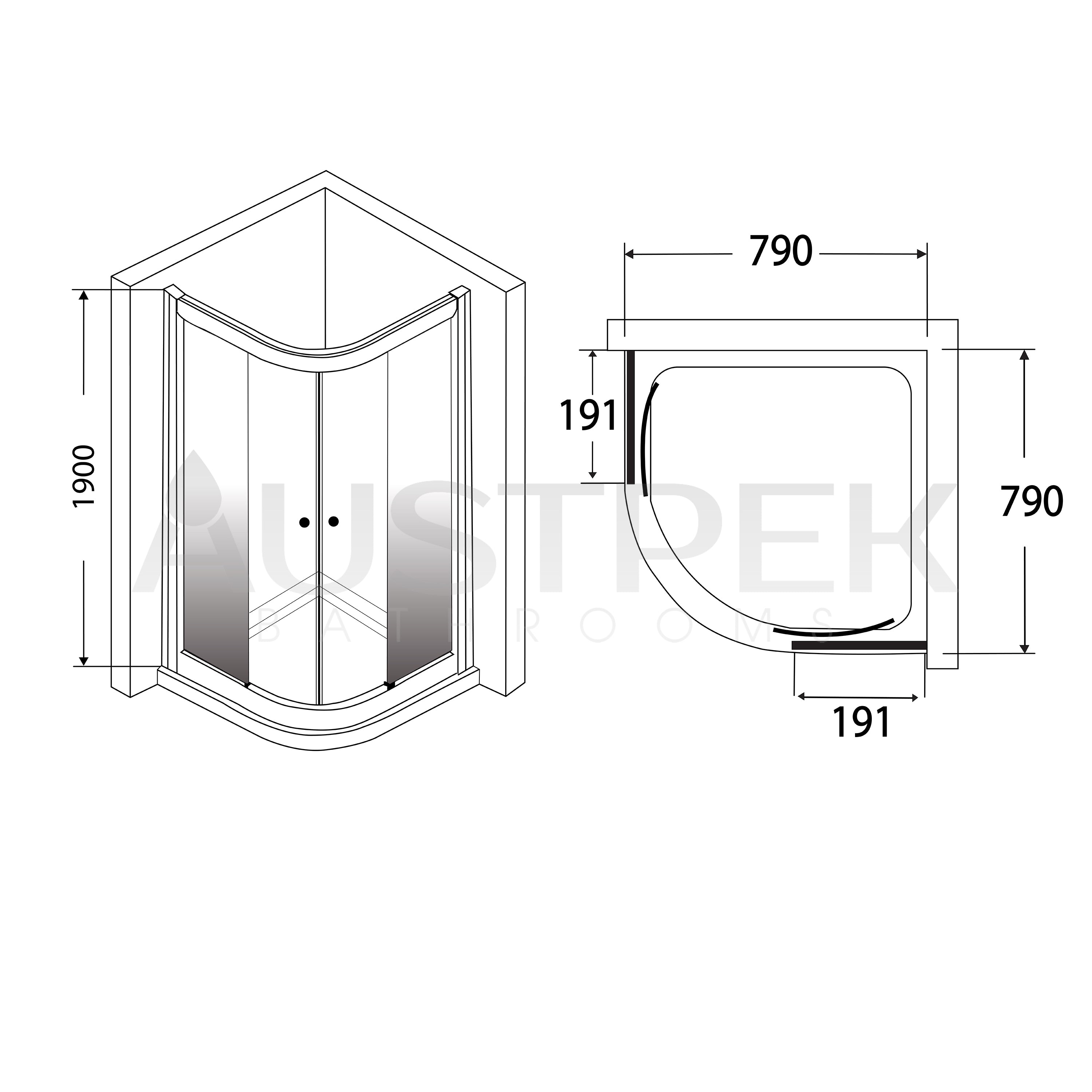 COVEY WALL TO WALL SEMI-FRAMED CURVED SLIDING CHROME