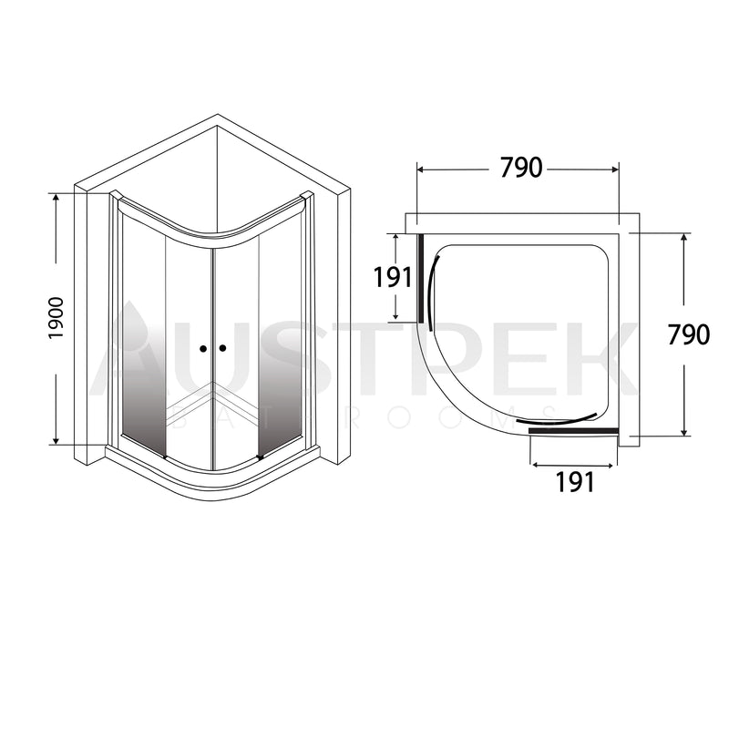 COVEY CVC-47S WALL TO WALL SEMI-FRAMED CURVED SLIDING CHROME