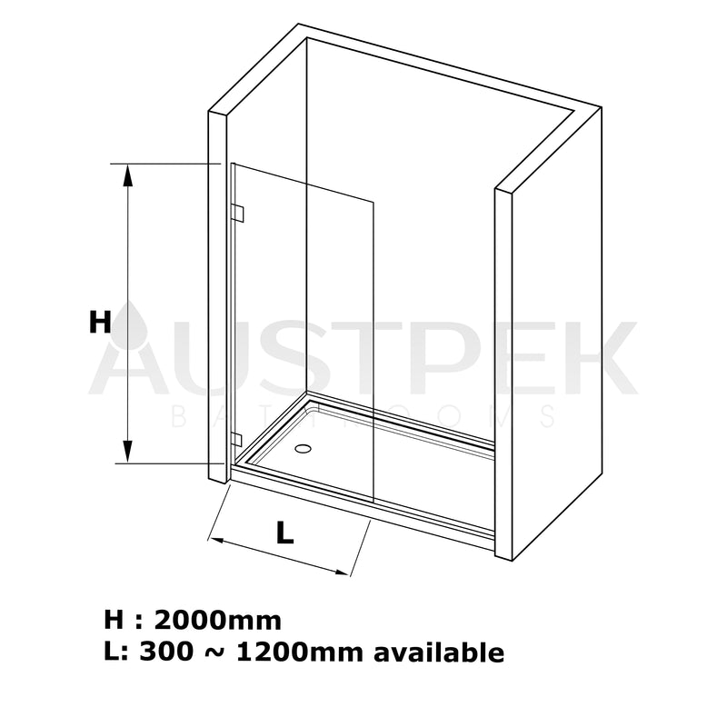 COVEY CVP007 FRAMELESS WALK IN SHOWER PANEL MATTE BLACK