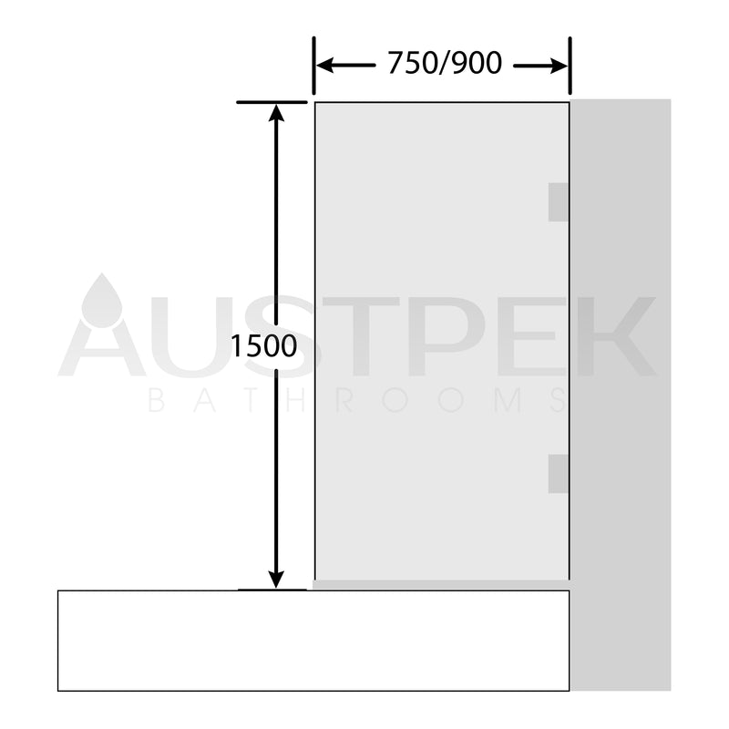 COVEY CVP-008 FIXED PANEL OVER BATHTUB SCREEN GUN METAL GREY