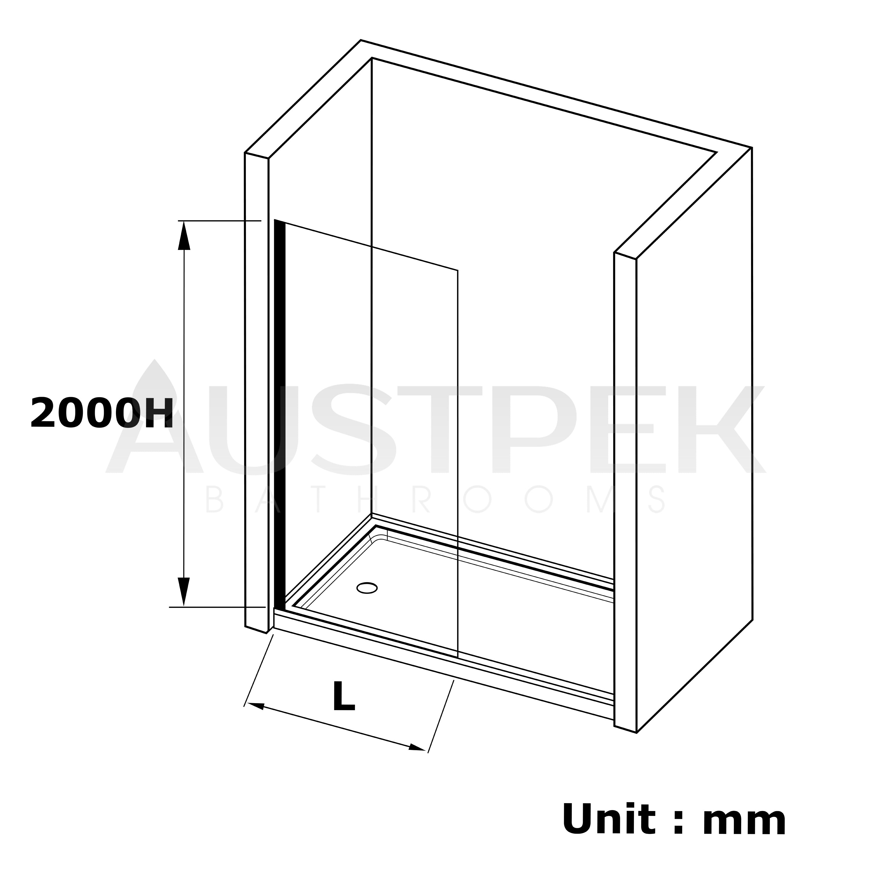 COVEY FIXED PANEL WITH WALL CHANNEL GLASS CHROME