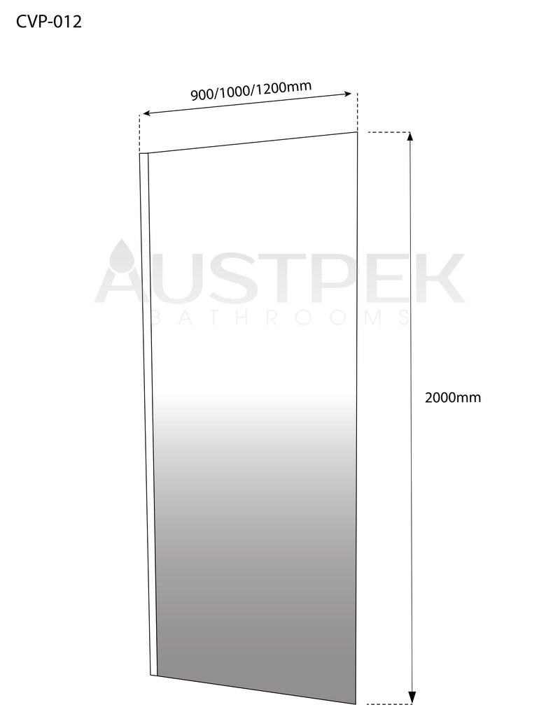 COVEY CVP-012 DARK GLASS FIXED PANEL WITH WALL CHANNEL 10MM GLASS