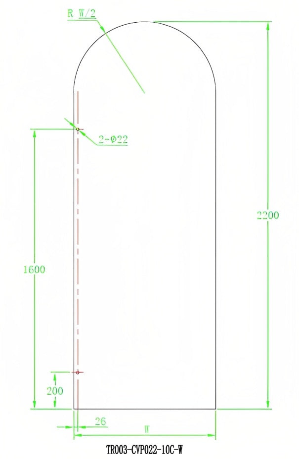 COVEY FRAMELESS ARCH FIX PANEL GLASS BLACK