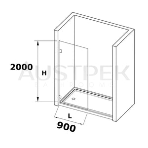 COVEY FRAMELESS WALK IN SINGLE PANEL GREY TINTED GLASS SHOWER SCREEN MATTE BLACK