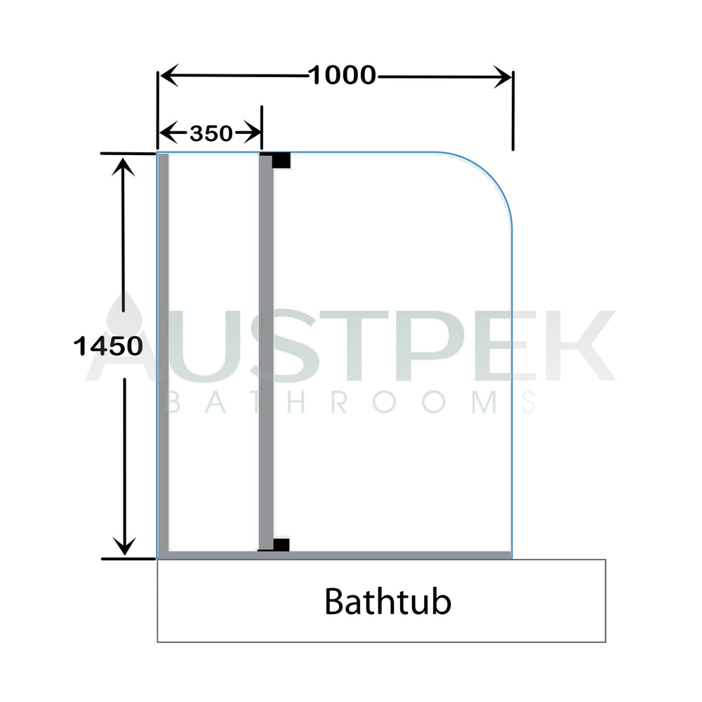 COVEY FRAMELESS DOUBLE SWIVAL PANEL CURVED CORNER BATH SCREEN CHROME