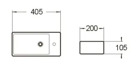 INSPIRE COMPACT WALL HUNG LEFT HAND BASIN GLOSS WHITE 405MM