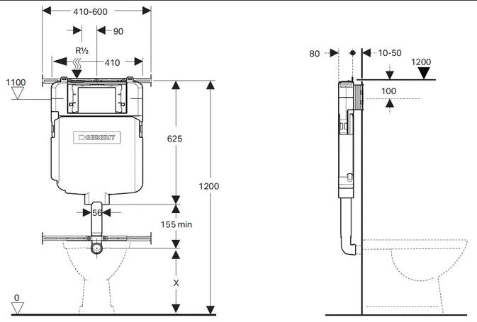 GEBERIT SIGMA 8 CONCEALED CISTERN FOR WALL FACED PAN