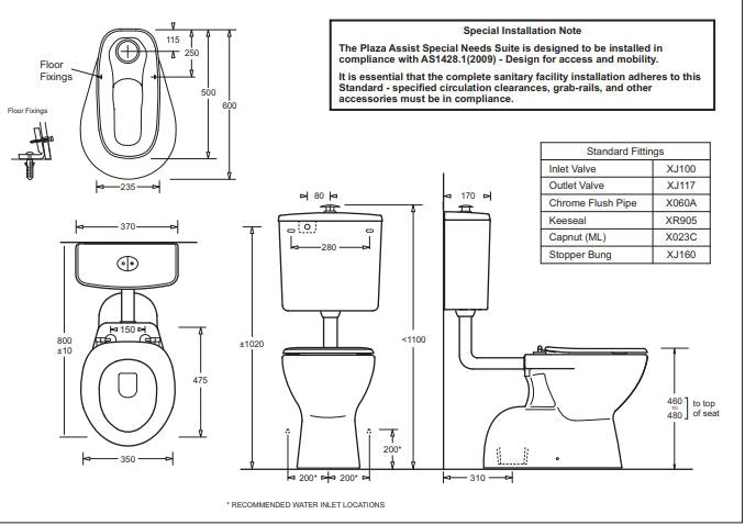 JOHNSON SUISSE PLAZA ASSIST DELUXE VC SPECIAL NEEDS TOILETS GLOSS WHITE