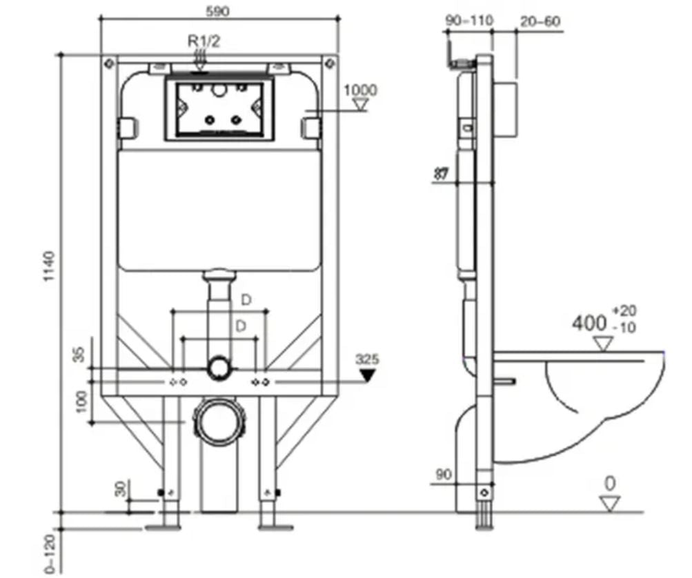 ALPHA R&T INWALL CISTERN WALL HUNG