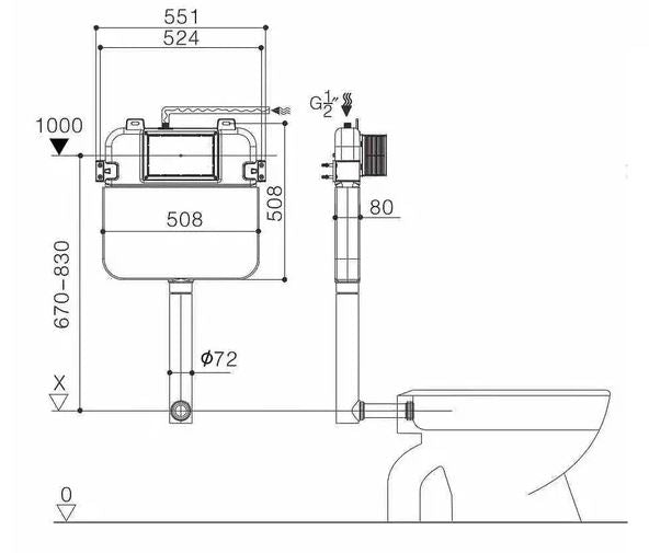 ALPHA R&T INWALL FLOOR STANDING CISTERN FOR WALL FACED PAN