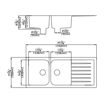 POSEIDON QUARTZ DOUBLE BOWL KITCHEN SINK MATTE BLACK 1160MM