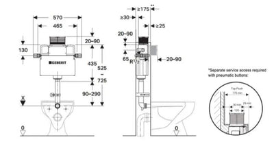 GEBERIT KAPPA MID-LEVEL UNDER COUNTER CONCEALED CISTERN