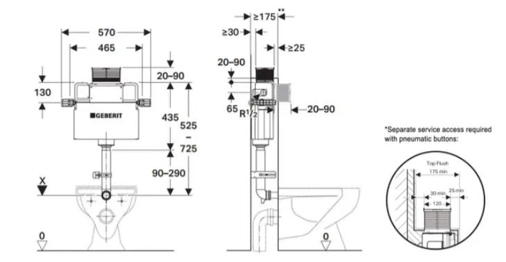 GEBERIT KAPPA MID-LEVEL UNDER COUNTER CONCEALED CISTERN