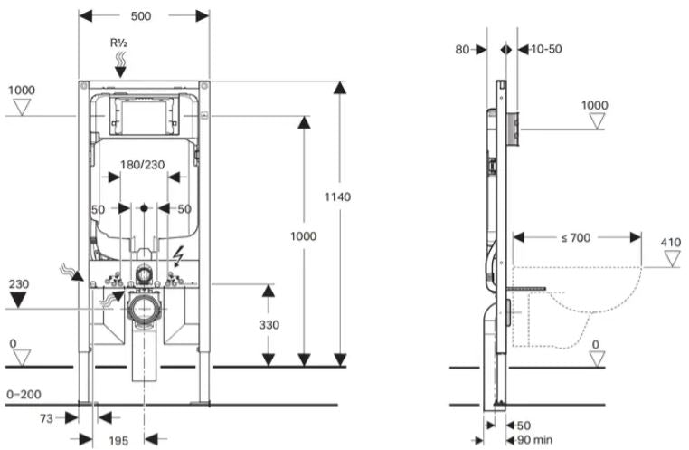 GEBERIT SIGMA 8 CONCEALED CISTERN WALL HUNG