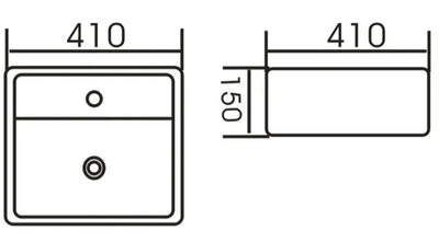INSPIRE SQUARE WALL HUNG BASIN GLOSS WHITE 410MM